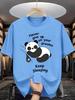 Animal Graphic T Shirt For Unisex Sleeping Panda Funny Slogan Crew Neck Tee Lazy Mood Cartoon Print Casual Daily Outfit Tops