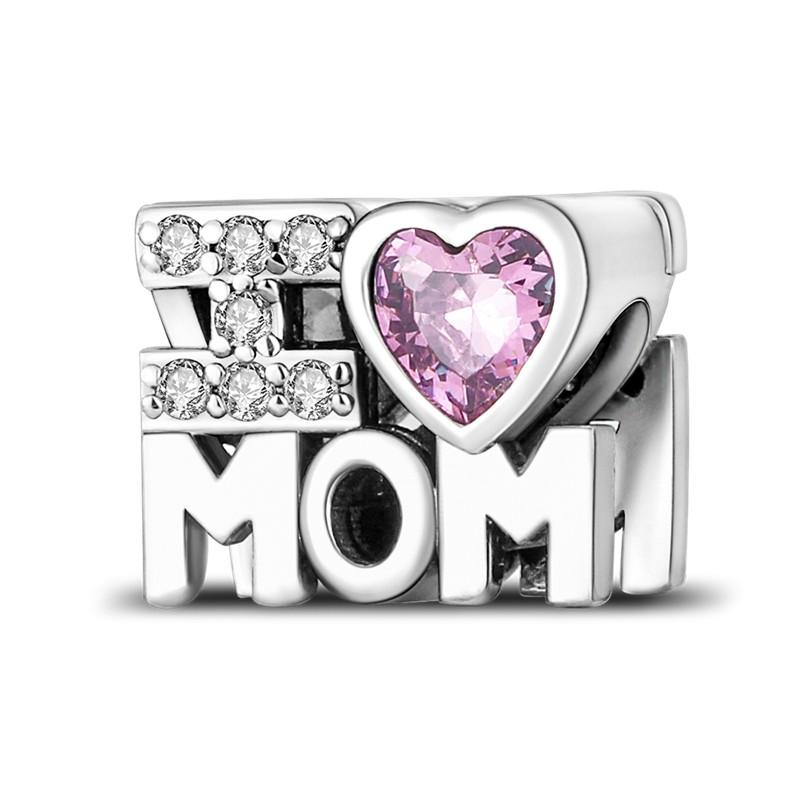 Copper Mother'S Gift Charm Bead Mom Love Happy Family Dangle Original Accessories Bracelets Necklace Diy Jewelry
