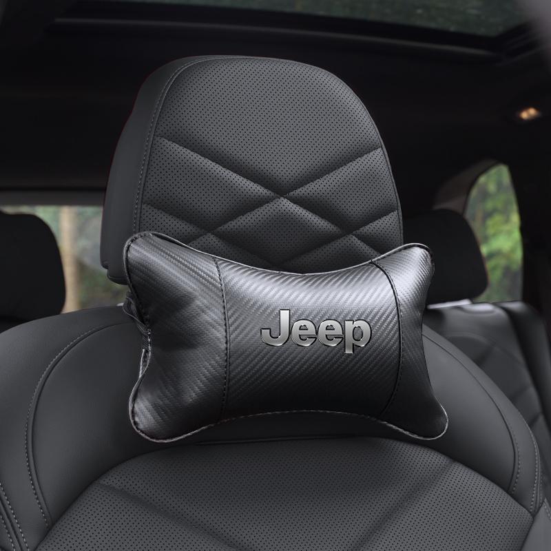 Breathable Car Headrest Leather Neck Pillow Protection For Jeep Grand Cherokee Wrangler JK Gladiator Compass Renegade Wagoneer