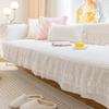1PC Thicken Cotton Sofa Seat Cover with Lace Embroidery Sofa Cushion Mat Living Room Couch Slipcover Furniture Protector Decor
