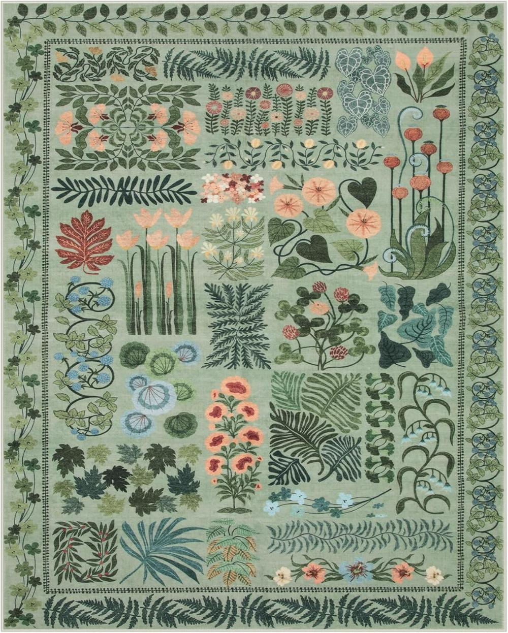 

Свіжий Ботанічний Бохо Килим Килим на Природну Тематику для Декору Вітальні Спальні Приліжковий М який Килимок для Ніг Кухонний Килимок для Відпочинку Балконний Килимок 120*160cm