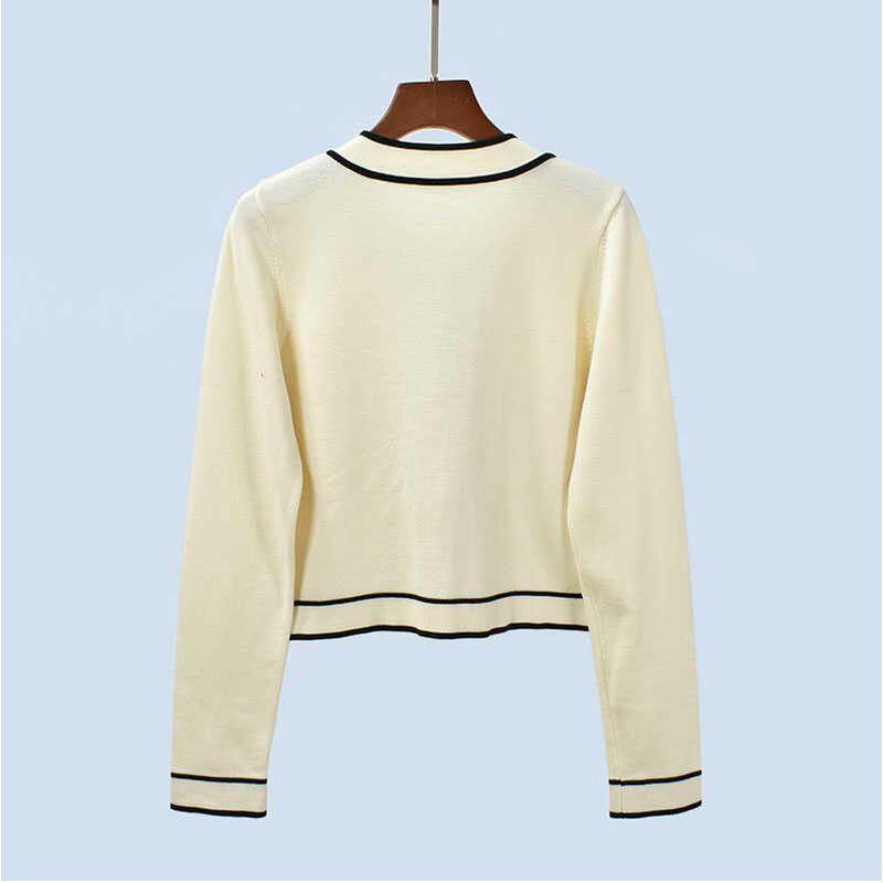 Fall Withdraw from Cupboard New Arrival Edge Collision Classic Style Short Knitting Cardigan Elegant Coat Top
