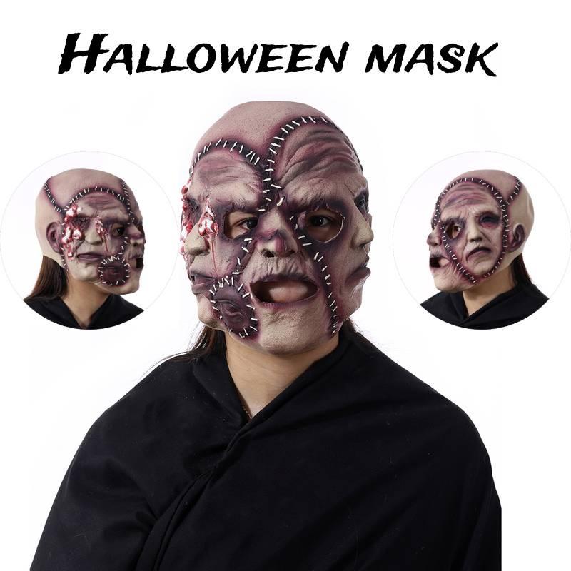 Halloween Party Latex Three-faced Ghost Mask Realistic Horror Facial Head Cover