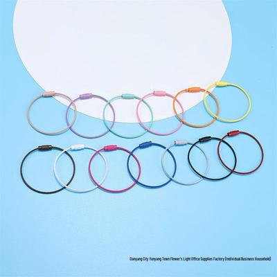 Colorful DIY Keychain Accessories: Durable Baked Paint Titanium Steel Wire Ring & Hoop Pendant