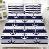 New Nautical Ocean Anchor Bedding Sets Ocean Spirit Fitted Sheet Queen Single Size Bed Linen with Pillowcase Teens Boys Gift