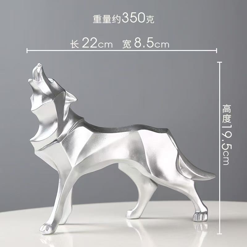 Modern Abstract Wolf Figurine - Geometric Animal Statue for Home or Office Resin Wolf Sculpture Handicraft