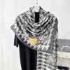 Spring and Autumn New Creative Thousand Birds Grid Floral Printed Scarf Women's Travel Photography Photography with Thin Shawl