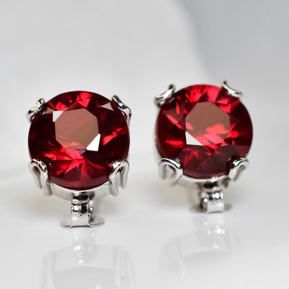 Doğal SERTİFİKALI Kırmızı Yakut 13 Karat Göz Alıcı Taş Yuvarlak Küpe Çifti Onun İçin En İyisi