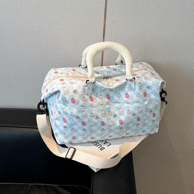 Cute Printed Large-capacity Travel Bag Can Be Set with Tie Rod Short-distance Duffel Bag, Student Accommodation Boarding Sports Fitness Bag