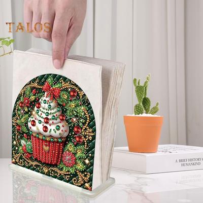 Soporte para toallas de papel con forma de taza para pastel de Navidad, soporte para pañuelos para decoración del hogar y la oficina, organizador portátil de toallas de papel para cocina, suministros