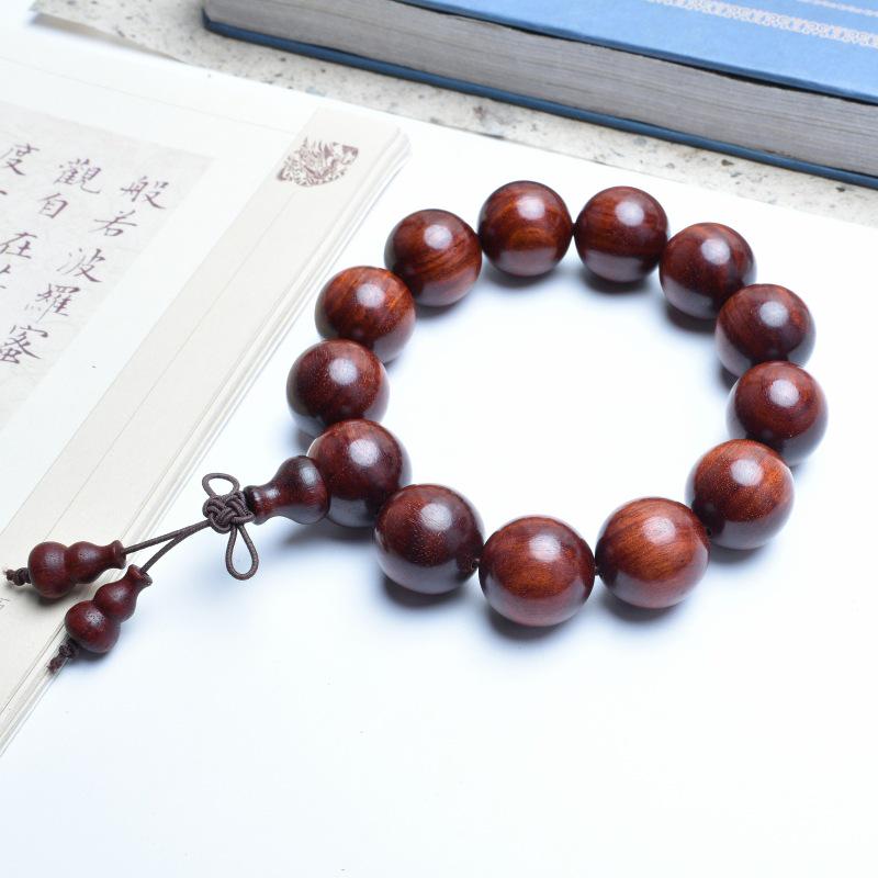 Venus Old Material Small-Leaf Red Sandalwood Prayer Beads Chain - High Oil Density, Unisex, New Chinese Style Decoration Gift