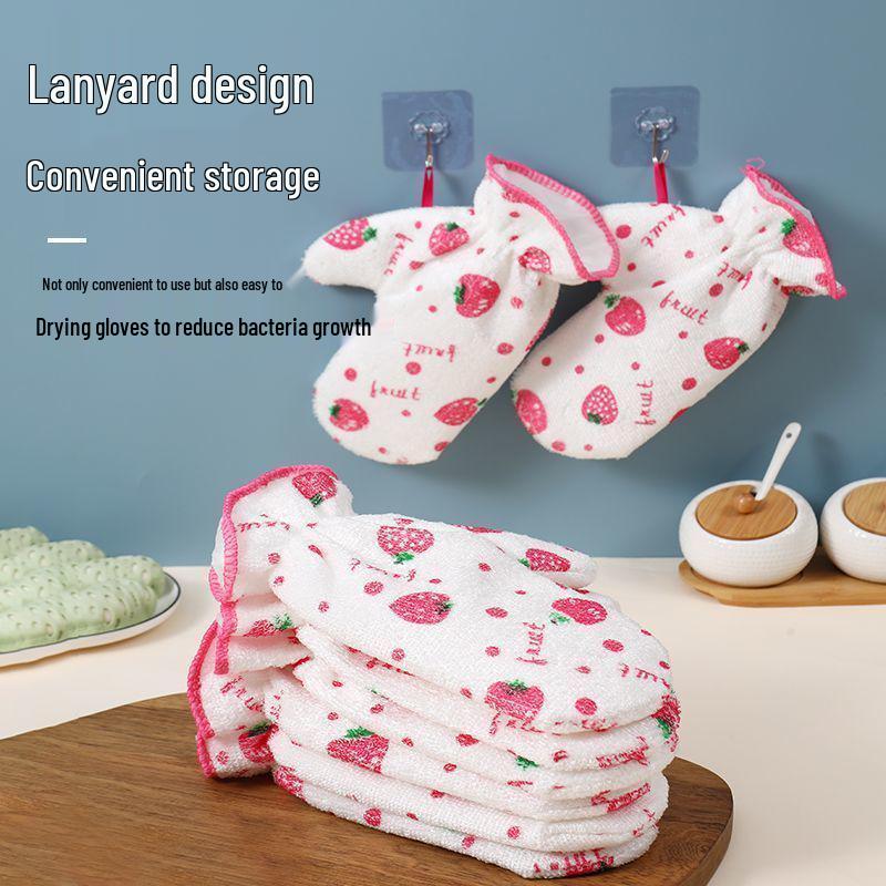 Bamboo Fiber Non-Stick Dishwashing Gloves - Oil-Proof & Waterproof with Steel Wire Regular