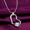 Beliebte Marken 925er Sterlingsilber Hübscher Herz Schmetterling Anhänger Halskette für Damen Mode Hochzeit Party Schmuck Feiertagsgeschenke