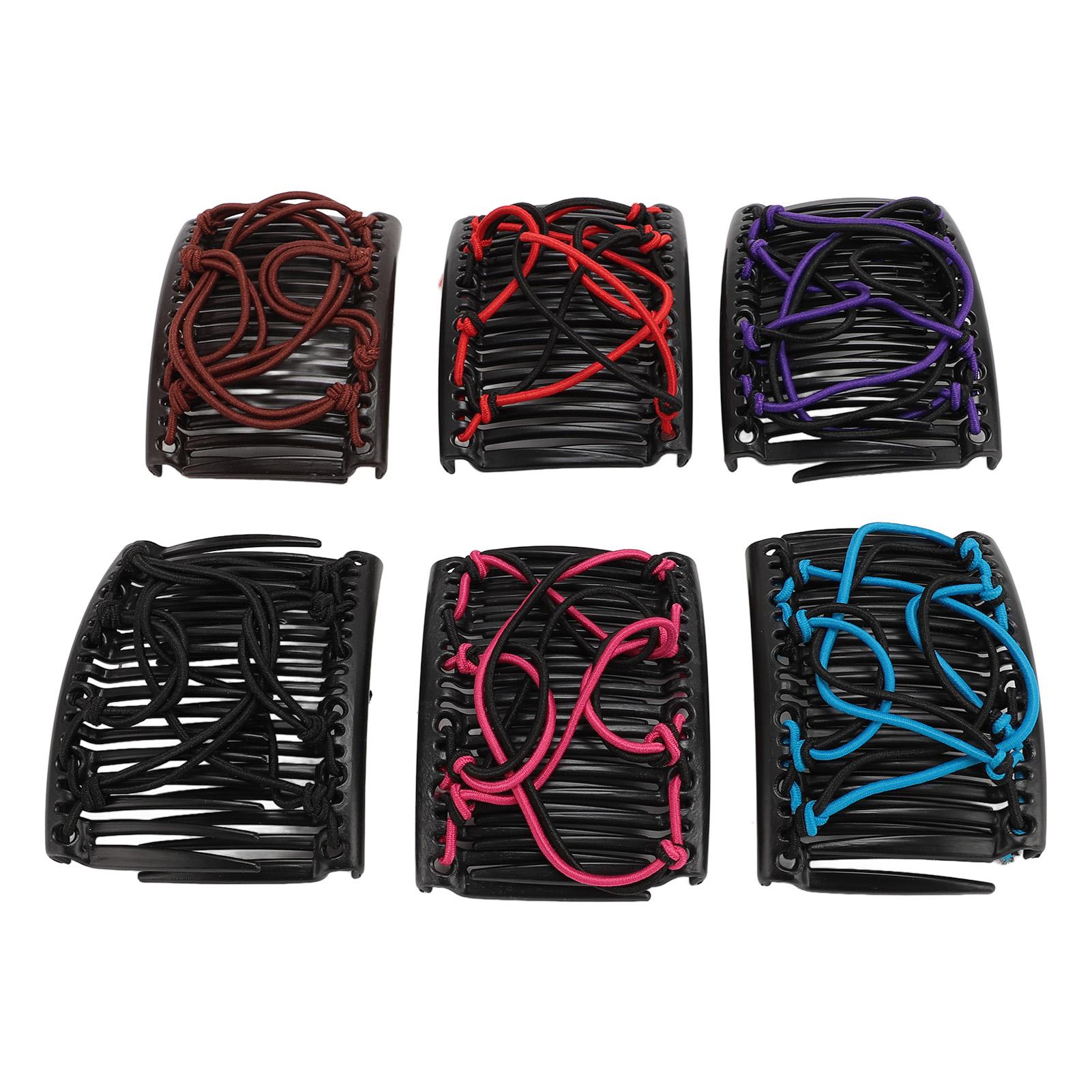 

6 Pack Elastic Magic Hair Comb Vintage Stretchy Double Comb Hair Forks Clips Hairstyle Multipurpose Hair Accessories