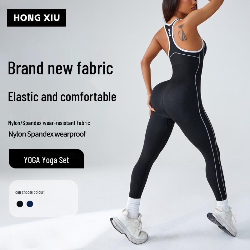 Kleurrijke Yoga Bodysuit: Sportieve, Stijlvolle Lange Jumpsuit voor Hardlopen & Fitness