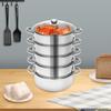 5 Tier Stainless Steel Steamer Cooker Steam Pot Kitchen Food Cooking Glass Lid DIY Placement for Steaming and Cooking Fish