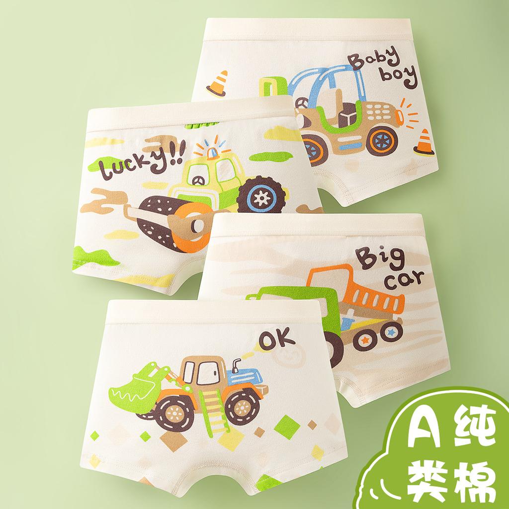 4 Pezzi/Set Biancheria Intima Bambini Ragazzi Cotone Boxer Corti Bambini Cartone Animato Auto Slip Bambino Boxer Traspiranti Slip