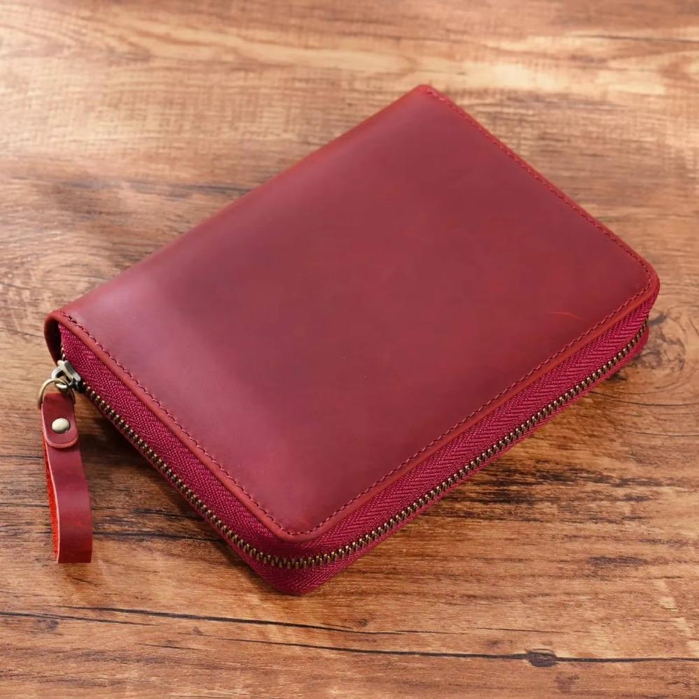 Leather 5-Slot Pen Bag Creative Diary Stationery 2025 Zipper Wrap for Hobonichi/ Stalogy/ Midori