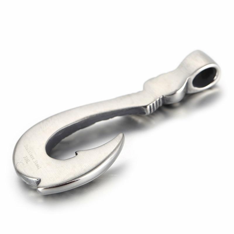 Stylový pánský havajský náhrdelník s přívěskem rybářského háčku z nerezové oceli