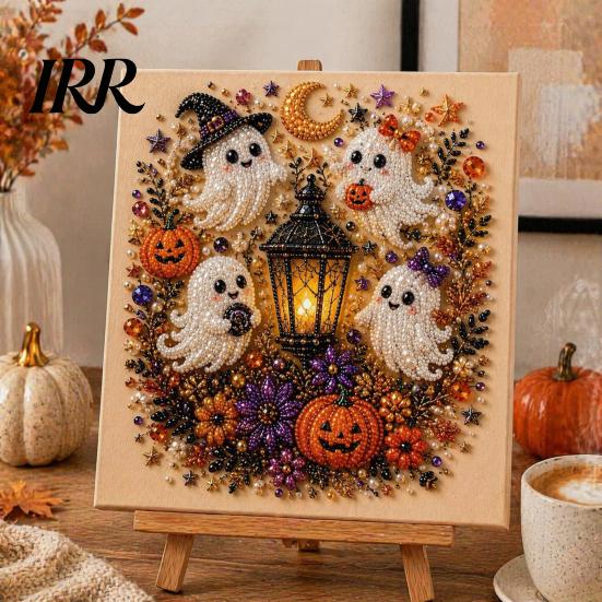 Handmade Holiday Gift Ideas Halloween Faux Pearl Art DIY Kit, Spooky Cute 3D Beads Painting Crafts, Unique Party Favors Gothic Ghost Pumpkin Cat Crow