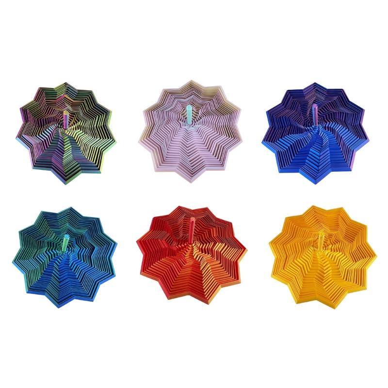 3D Printed Star Fractals Hexagon with Handle Whirling Spirals Design,Star Shape Fidgety Toy Decorative Ornament Gift