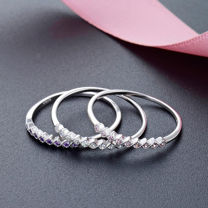 925 Sterling Silver Diamond Zircon Women's Minimalist Luxury Ring – Stackable for Index or Pinky Finger.