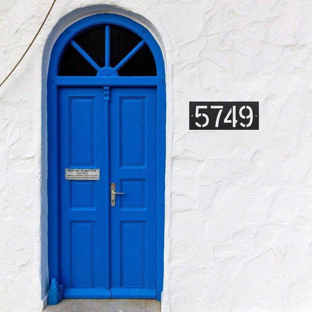 Wrought Iron Custom House Number Sign, Modern Retro Metal Address Plaque, MCM Horizontal Door Number, Unique Gift