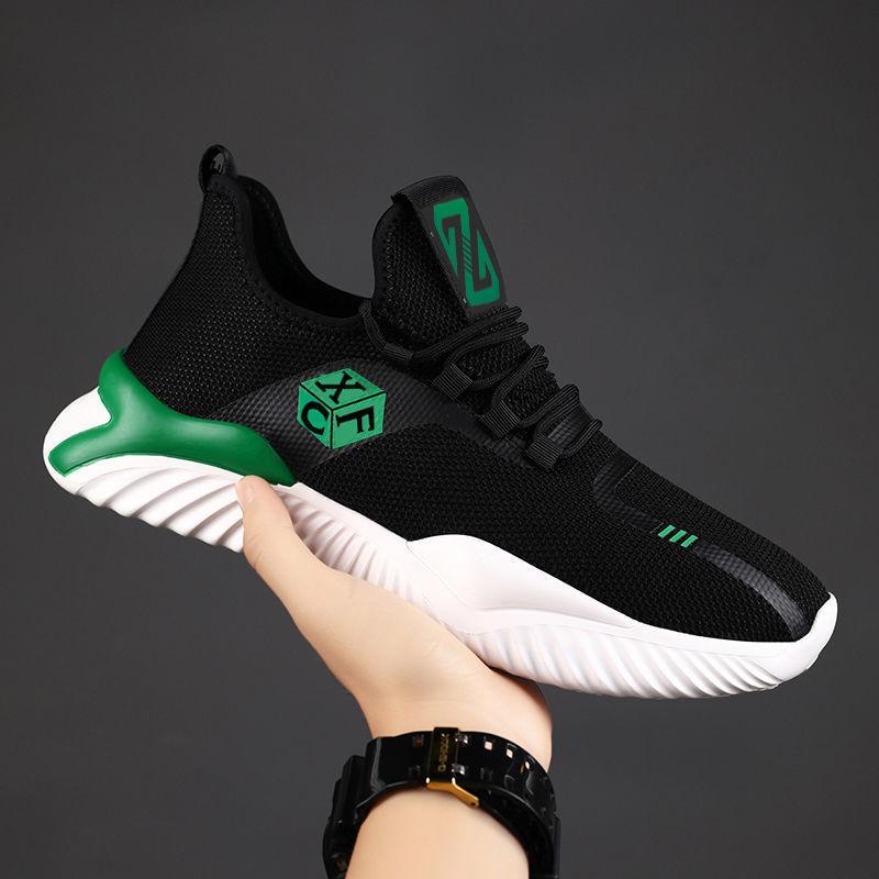 Men's Flyknit Sports Shoes Casual Mesh Breathable Single Shoes  Lace Up Sneaker Running Shoes 39-44