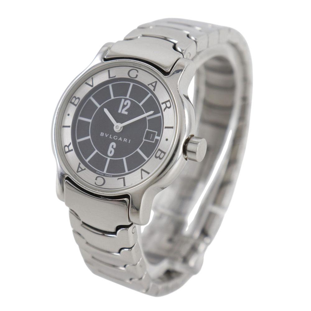 Bvlgari Solo Tempo Watches ST29S blackDial Stainless Steel Quartz Analog Display Women Used