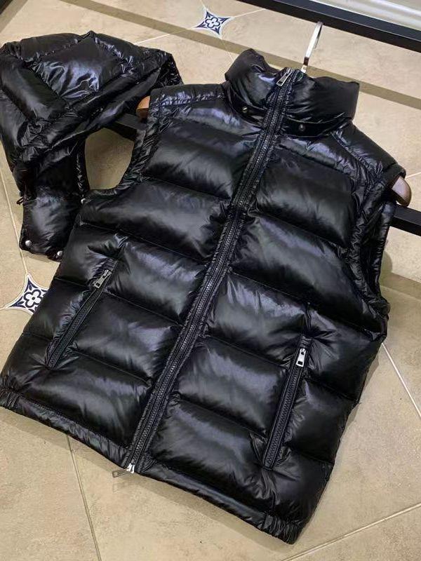 2023 Unisex Błyszcząca Ciepła Kamizelka Puchowa Bez Prania z Odpinanym Kołnierzem Stójką