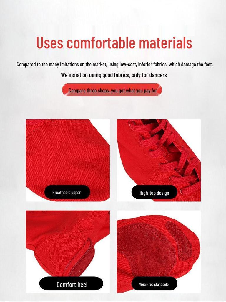 Czarne płócienne buty baletowe i jazzowe z wysoką cholewką i miękką podeszwą dla mężczyzn i kobiet