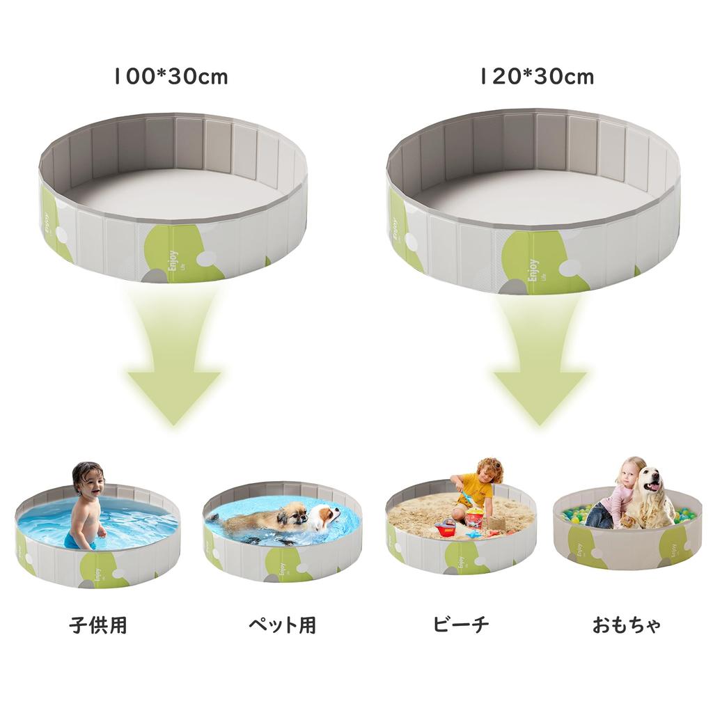 Bunmery No Inflation Water Home Ball Dog Light Green Kids' Pool, Required, Foldable, Play, Pool, Friendly, Indoor/Veranda/Garden, (10030cm)
