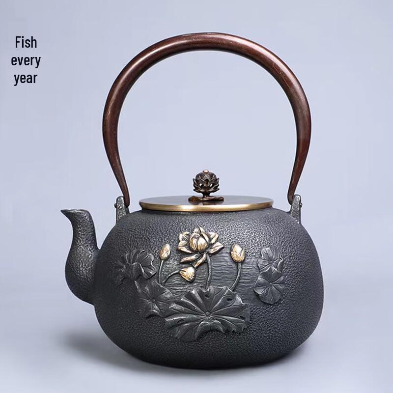 Baichengdao Cast Iron Teapot with Abundance Fish Design