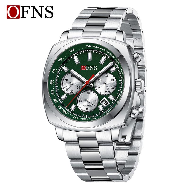 OFNS Men's Multi-Function Waterproof Quartz Watch - Business Edition with Calendar and Six-Hand Chronograph.
