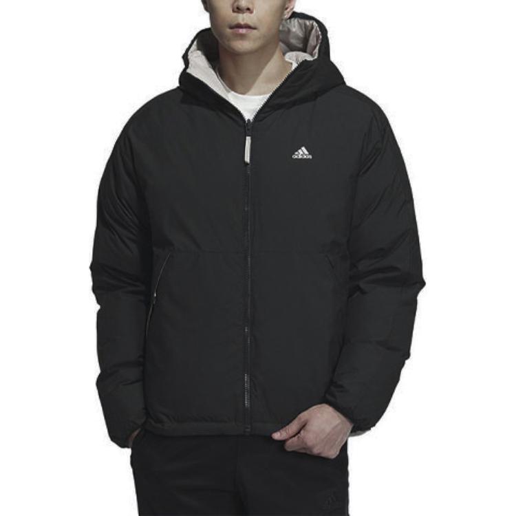 adidas Reversible Double-Sided Wear Long Sleeve Down Jacket With Back Logo Print Men Outerwear Light-Khaki Black IS0371