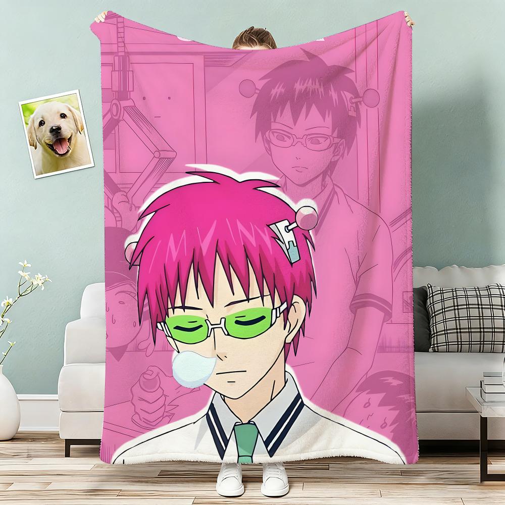 The Disastrous Life of Saiki K Anime Throw Lightweight 240g Flannel Blanket Soft Skin-friendly for Summer Cooling