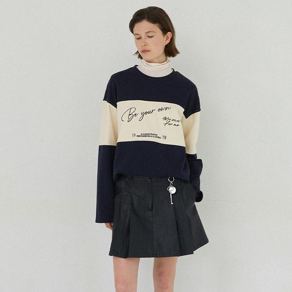 Atelier Nine Be Your Own Rugby Tee(T-6897) Navy/Free
