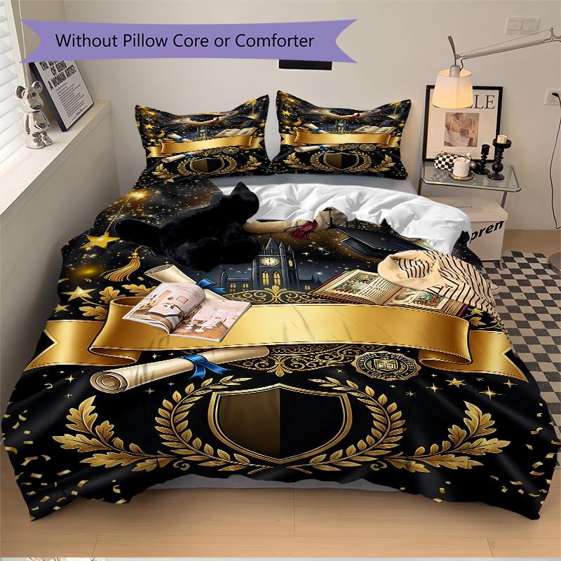 Achievement Education Print 3Pcs Bedding Setduvet Cover With 2 Bedropillowcase Home Birthday Gift
