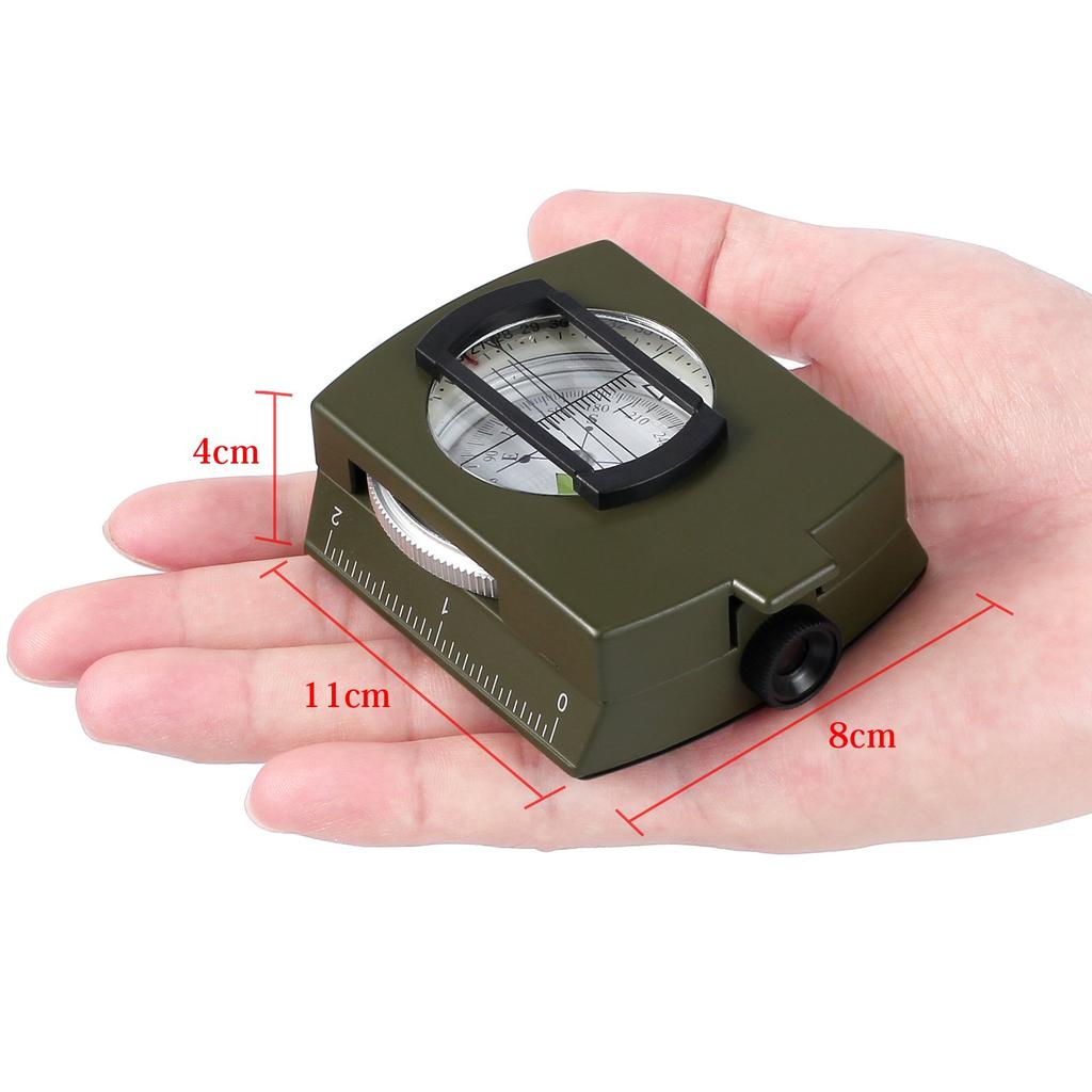 Justech Magnetic Compass with High Luminous Inclinometer, Precision, Foldable, Multifunctional, (Green)