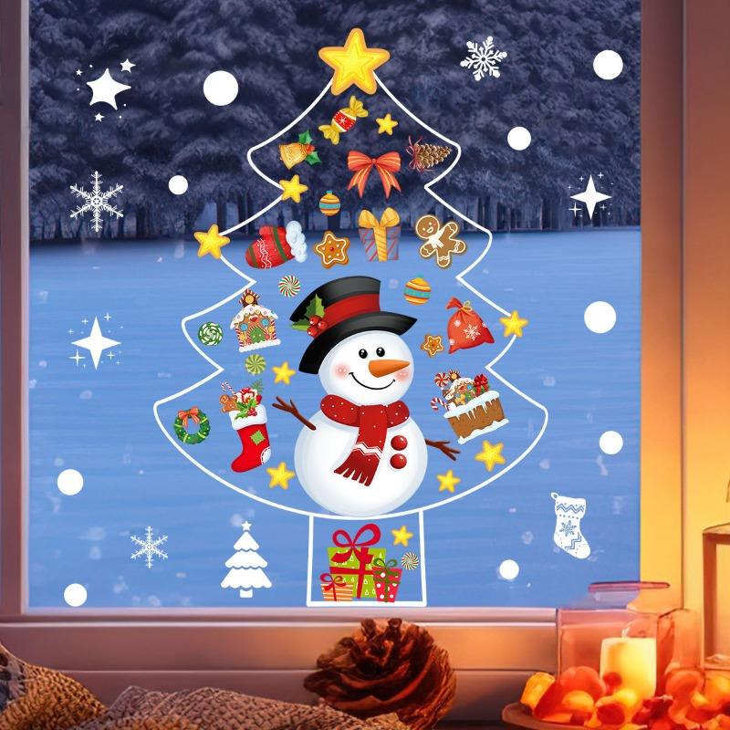 Adesivos de janela de Natal, adesivos de parede de Natal, decalques de parede para quarto infantil, decorações de Natal para casa, adesivos de ano novo