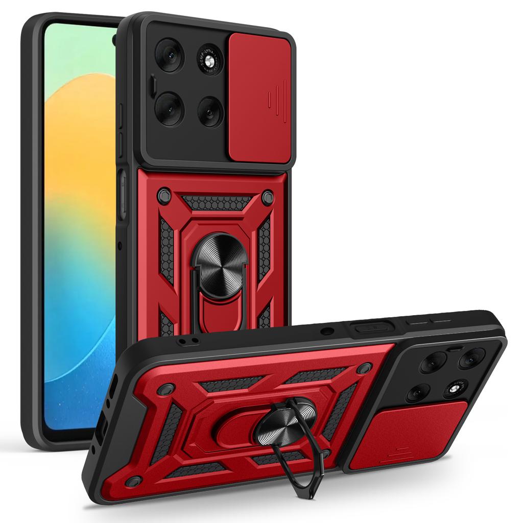 AMORUS For Motorola Moto G56 5G Case Kickstand PC+TPU Phone Cover with Camera Lens Slider