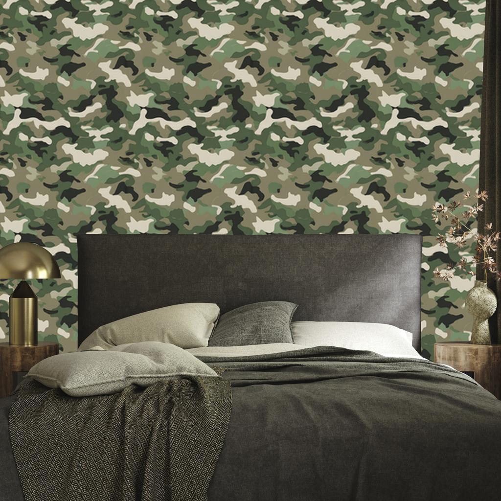 Military Camouflage Wallpaper Brown and Olive for Living Room and Bedroom 50x1000