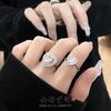 Caibao Light Luxury Main Stone Zircon High-End Sense Of Love Full Of Diamonds Simple Opening Ring Cold Wind