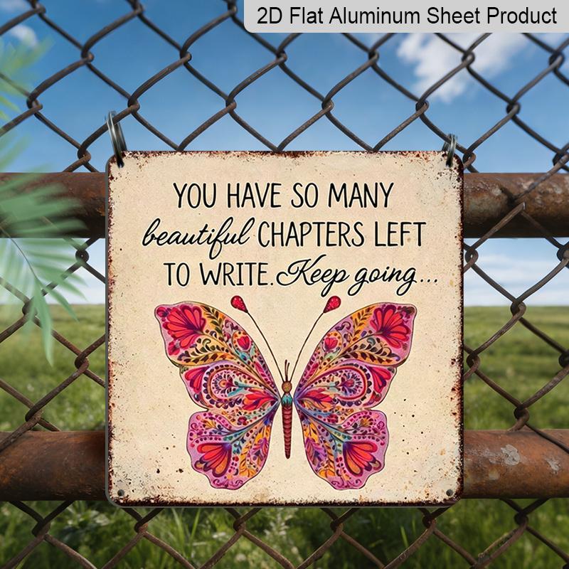 2D Flat 1pc Vintage Aluminium Metal Sign, Outdoor Decorative Wall Sign, Retro Tin Sign Style, Motivational Quote Wall Decor, So Many Beautiful 20*20cm