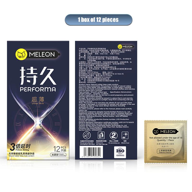 MELEON 12pcs 52mm Condom Sex Toys For Adult Men Delayed Ejaculation Penis Sleeves Ultra Thin Rubber Condoms Sex Products