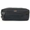 02888 Logo W Zip Zip Bag Pouch Clutch Bag with Handle Leather/Canvas Black