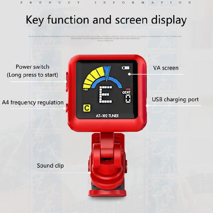 Portable Guitar Clip‑on Tuner USB Rechargeable Violin Ukulele Tuner Universals Digital Electronic Tuner Guitar Accessory