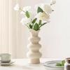 2pcs Modern Decorative White Ceramic Vases for Home Decor, Abstract Minimalist Vase for Pampas Grass, Boho Flower Vase, Aesthetic Cream Vase