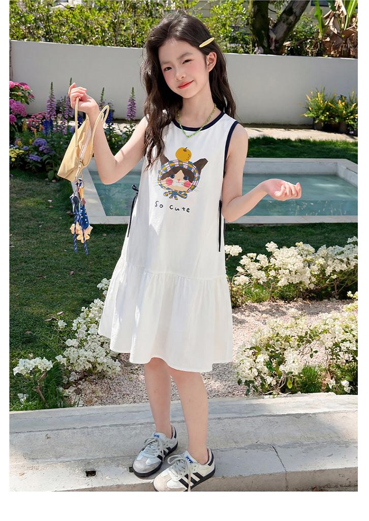 Girls' Dress Summer Dress 2026 New Stylish Children's Temperament Princess Dress Girls' White Sleeveless Vest Dress