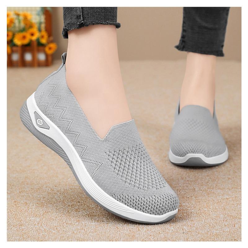 Damskie oddychające dzianinowe buty wsuwane do chodzenia, lekkie, codzienne, wygodne mokasyny